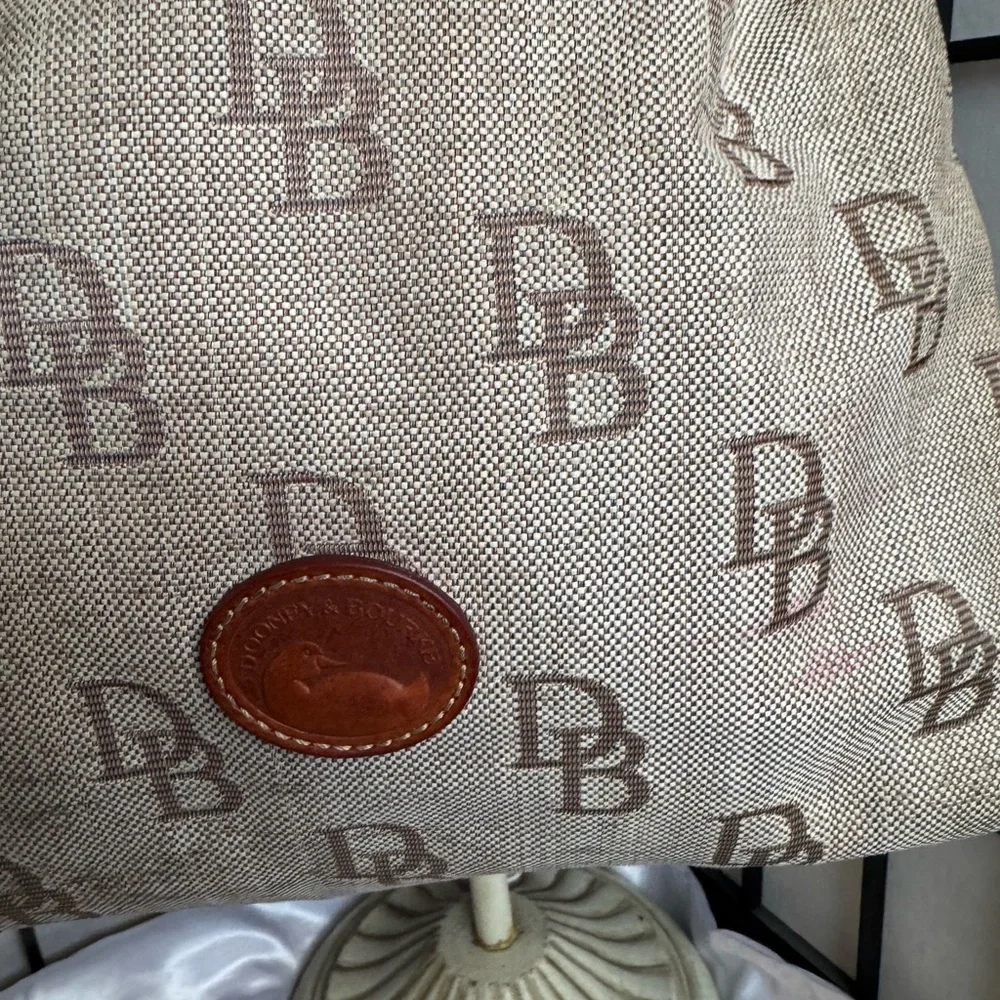 Dooney & Bourke Tan and Brown Monogram Tassel Shoulder Bag - Picture 2 of 10